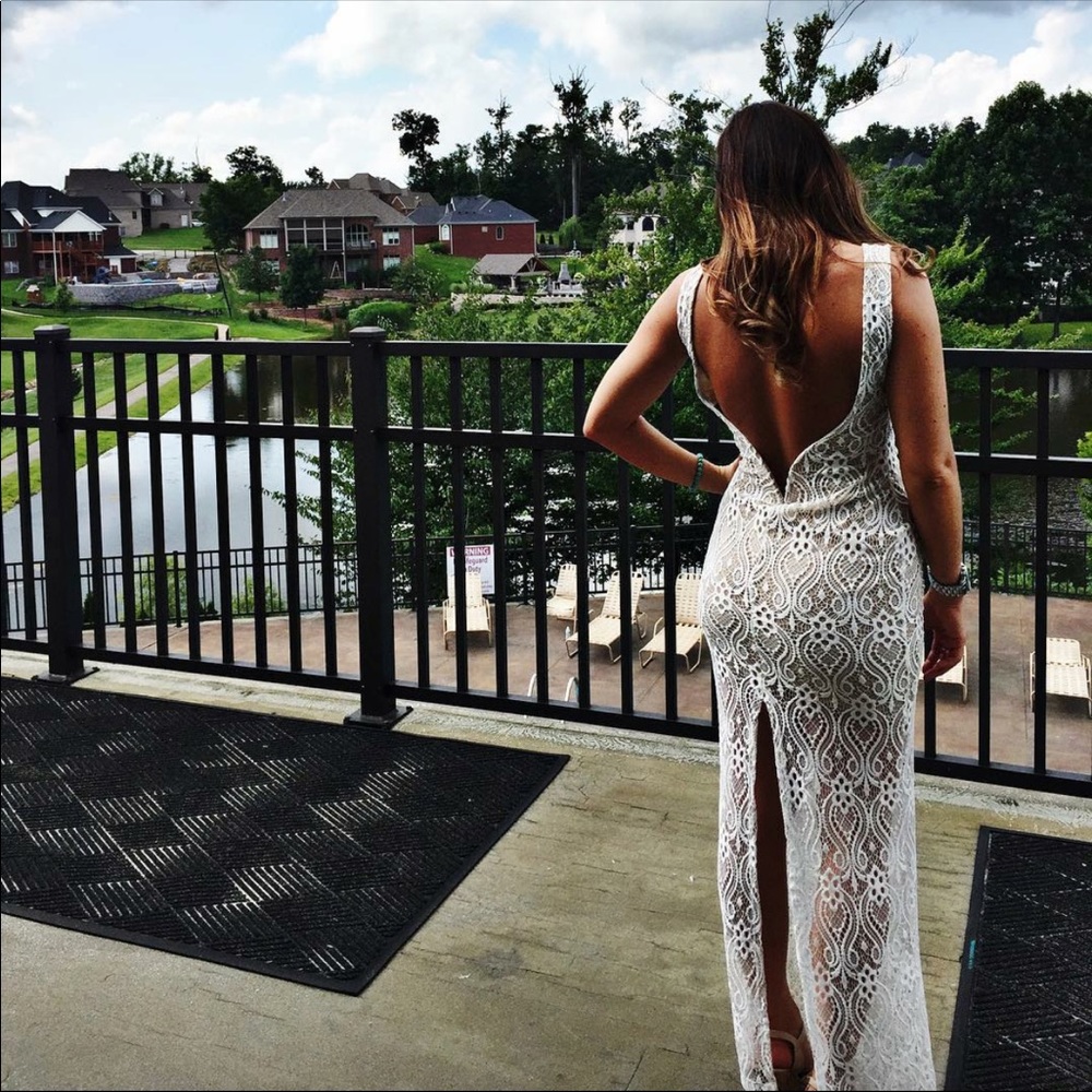 Windsor easy on the eyes backless lace dress